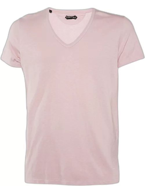 Tom Ford Light Pink Cotton Knit V-Neck T-Shirt