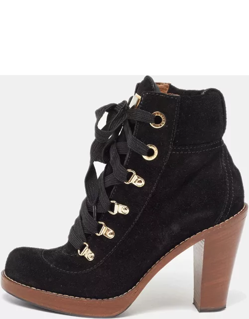 Dolce & Gabbana Black Suede Lace Up Ankle Boot