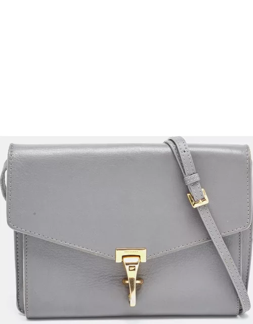 Burberry Dark Grey Leather Small Macken Crossbody Bag