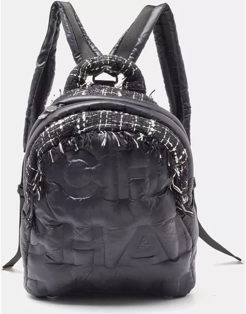 Chanel Black Nylon and Tweed Doudoune Backpack
