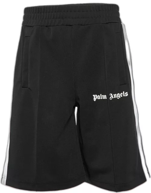 Palm Angels Black Knit Side Striped Bermuda Shorts