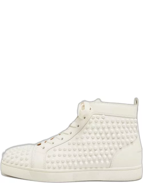 Christian Louboutin White Leather Louis Spikes High Top Sneaker