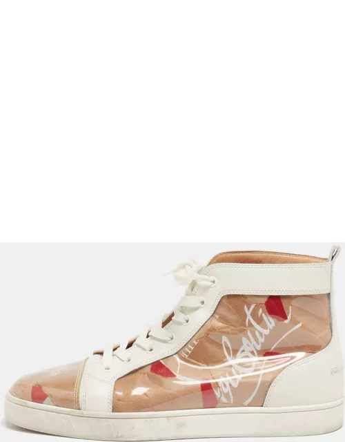 Christian Louboutin White/Transparent PVC and Leather Louis Orlato High Top Sneaker