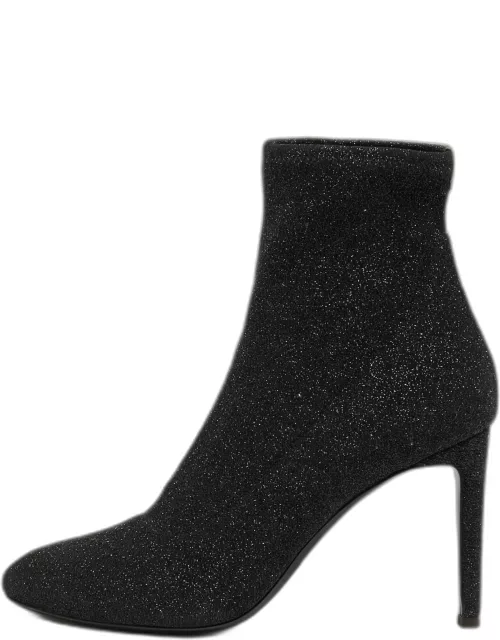 Giuseppe Zanotti Black Glitter Fabric Ankle Boot