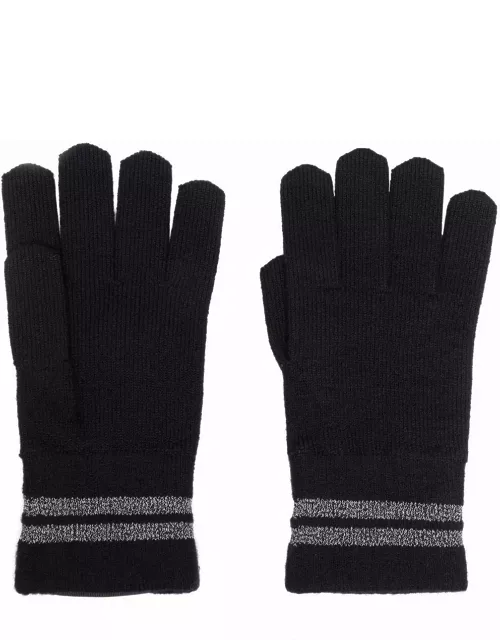 Metallic-stripe merino-knit glove