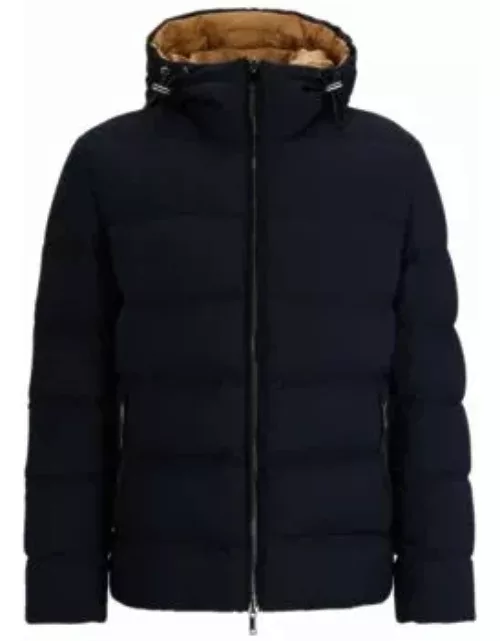 Reversible down jacket in a wool blend- Dark Blue Men's Casual Jacket