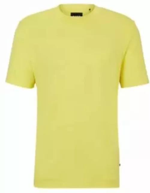 Cotton-blend regular-fit T-shirt with embossed logo- Yellow Men's T-Shirt