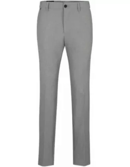 Slim-fit trousers in micro-patterned performance-stretch fabric- Silver Men's Be Your Own BOS