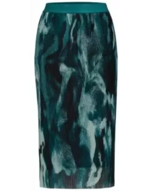 Stretch-tulle slim-fit skirt with seasonal print- Patterned Women's Casual Skirt