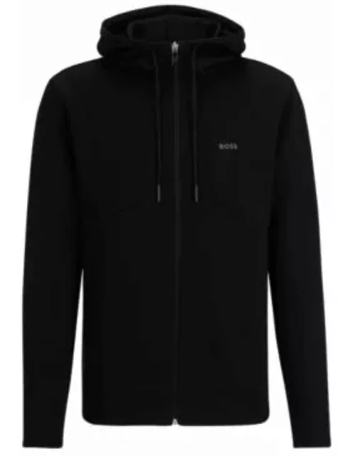 Cotton-blend zip-up hoodie with HD logo print- Black Men's Tracksuit