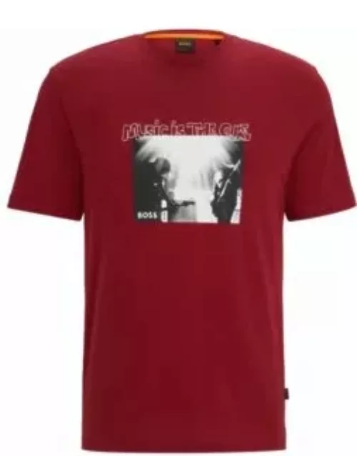 Cotton-jersey T-shirt with seasonal artwork- Light Red Men's T-Shirt
