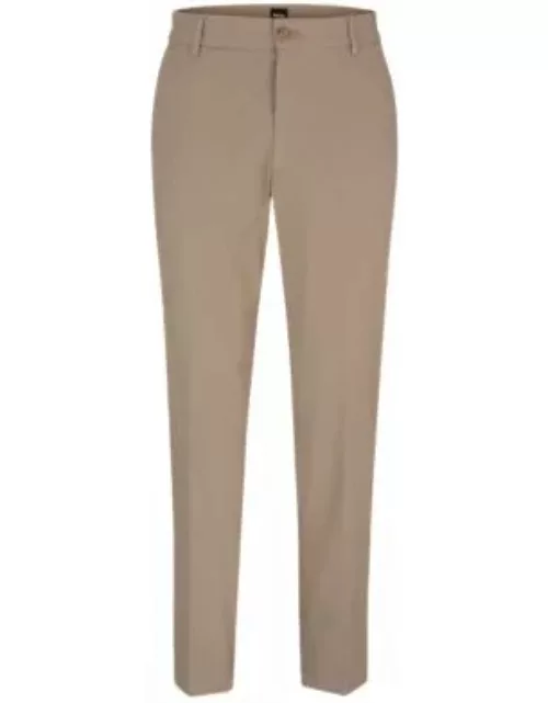 Regular-fit trousers in patterned stretch cotton- Beige Men's Casual Pant