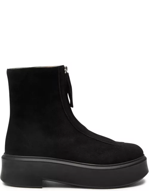 The Row Zipped 1 Suede Ankle Boots - Black - 37 (IT37 / UK4)