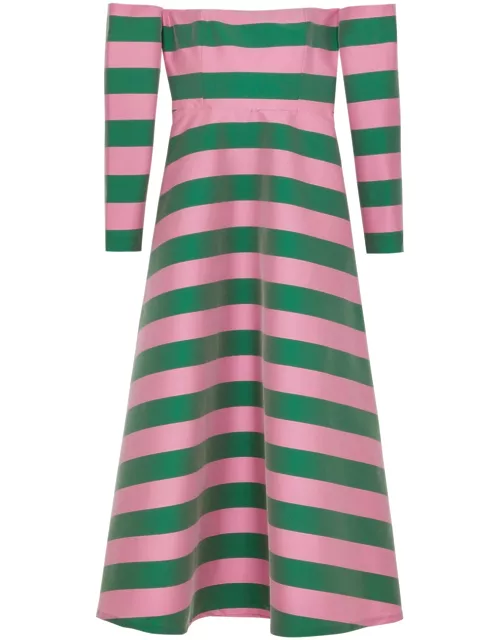 Bernadette Edie Striped Taffeta Maxi Dress - Pink - 42 (UK14 / L)