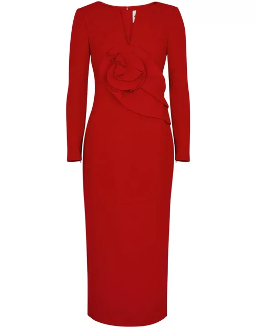 Roland Mouret Floral Wool Midi Dress - Red - 16 (UK16 / XL)