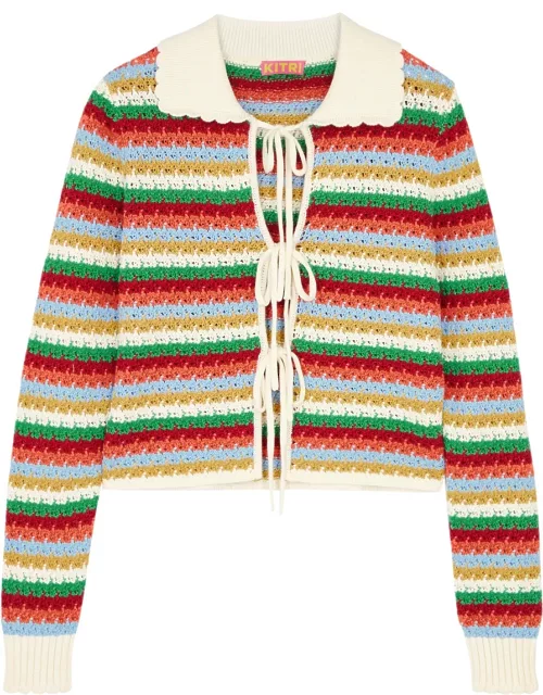 Kitri Evie Striped Crochet Cardigan - Multicoloured - M (UK12 / M)