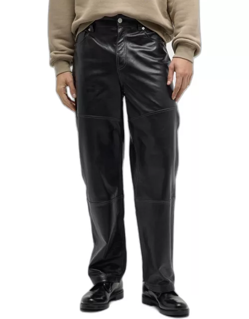 Men's Paneled Loose-Fit Leather Trouser