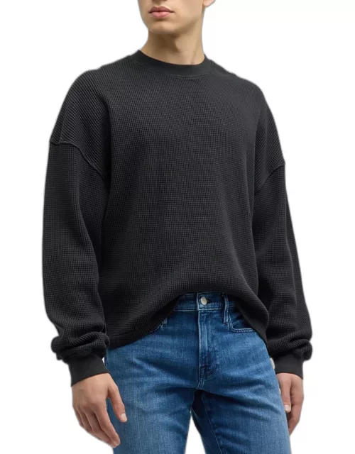 Men's Waffle Textured Logo Sweater