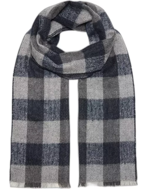 Men's Cashmere Doubled-Faced Check Scarf