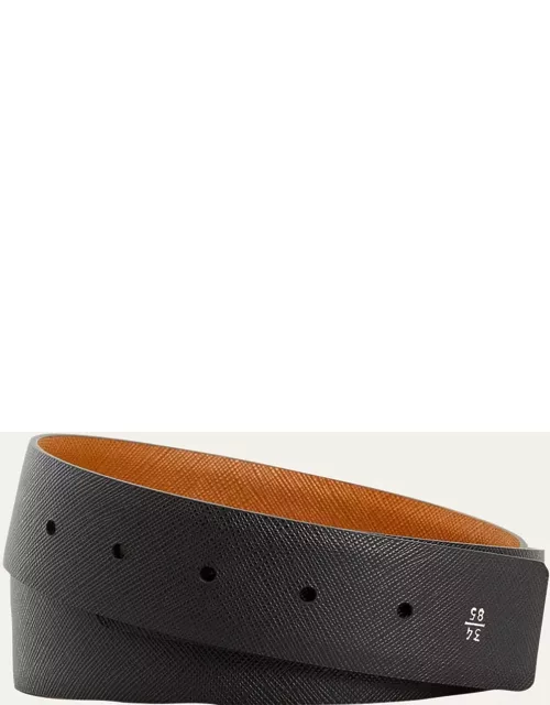 Men's Reversible Saffiano Leather Belt Strap