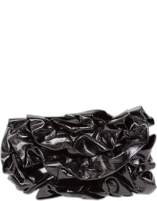Ruffle Calf Leather Clutch Bag