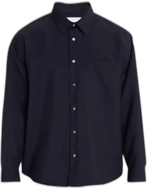 Men's Relaxed Wool-Mohair Button-Down Shirt