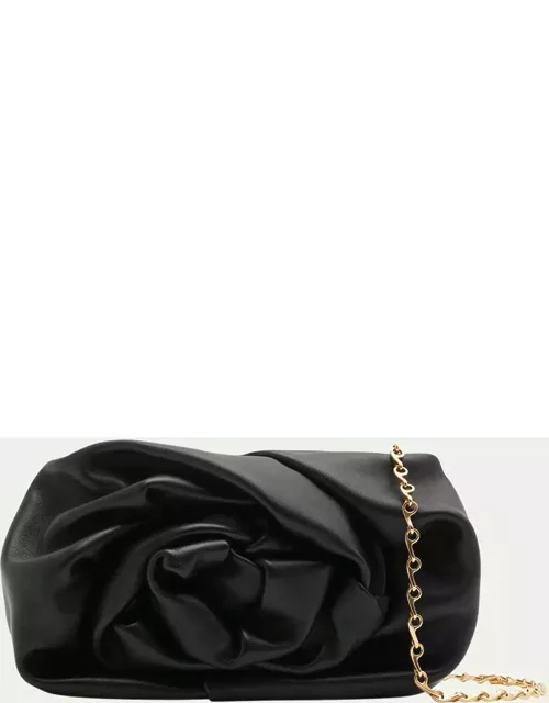 Rose Soft Leather Clutch Bag with Chain Strap