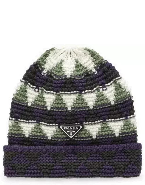 Multicoloured wool and cashmere inlay hat