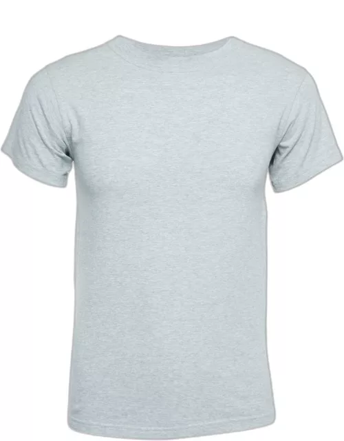 Balenciaga Grey Cotton Logo Patched T-Shirt
