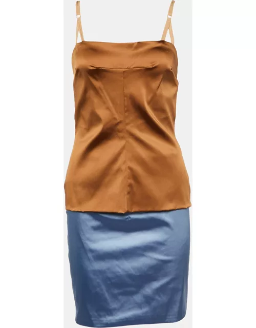 Dolce & Gabbana Beige/Blue Satin Skirt Top Set