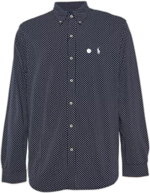 Polo Ralph Lauren Navy Blue Printed Cotton Button Down Full Sleeve Shirt