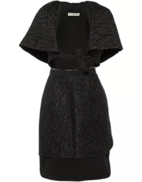 Balenciaga Black Brocade Skirt Top Set