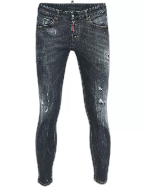 Dsquared2 Grey Distressed Denim Skinny Jeans L Waist 33"