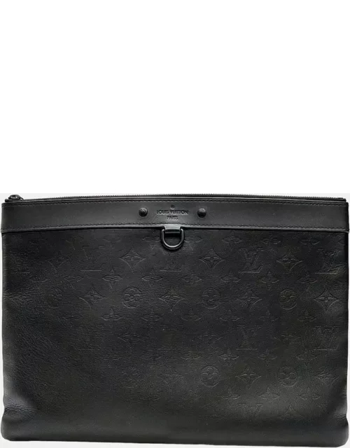 Louis Vuitton Black Monogram Shadow Leather Discovery Pochette Clutch Bag