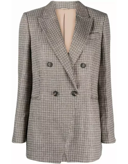 Houndstooth double-breasted blazer