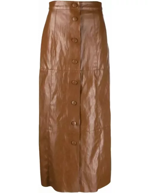 Long-length faux-leather skirt