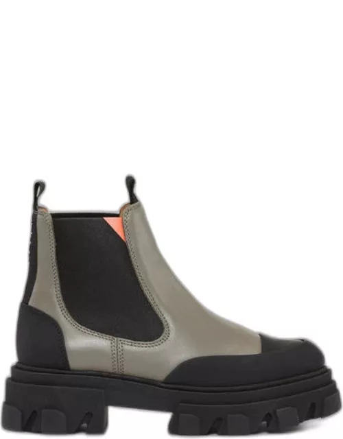 GANNI Cleated Low Chelsea Boot in Green