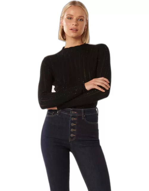 Forever New Women's Natalie Embellished Knit Top in Black