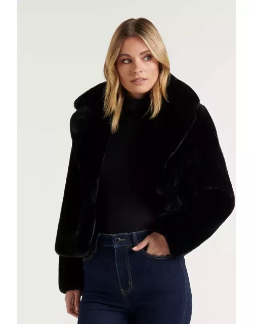Forever New Women's Alicia Fur Coat in Black