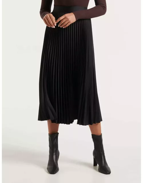 Forever New Women's Ester Satin Pleated Skirt in Black