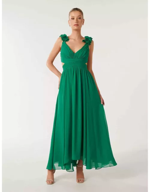 Forever New Women's Selena Ruffle Shoulder Maxi Dress in Green