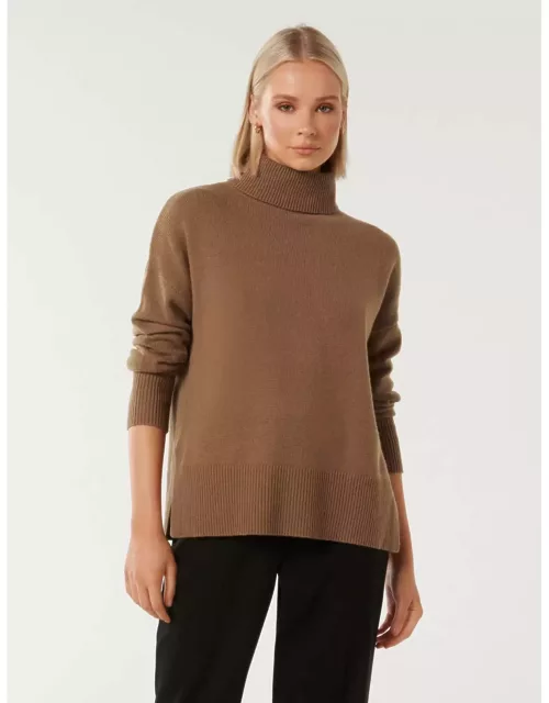 Forever New Women's Mia Relaxed Roll-Neck Knit Jumper in Ponyskin
