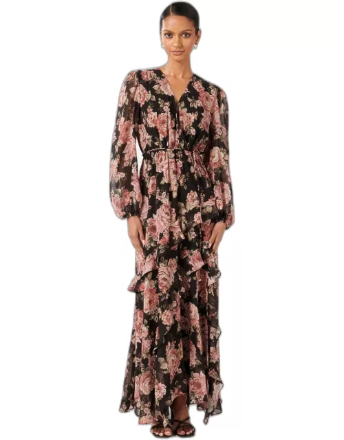 Forever New Women's Maria Petite Ruffle Midi Dress in Romsey Flora