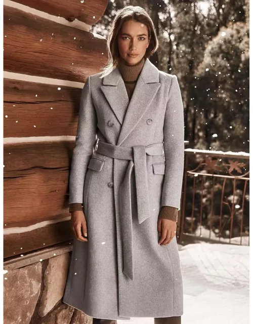 Forever New Women's Charlotte Wrap Coat in Light Grey