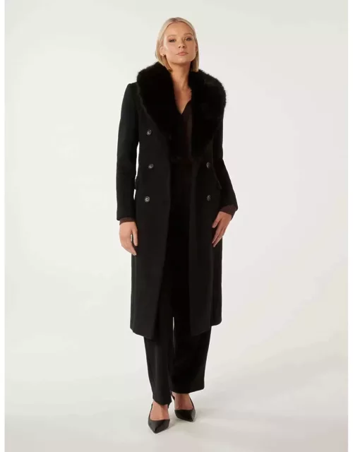 Forever New Women's Frankie Faux Fur Collar Coat in Black
