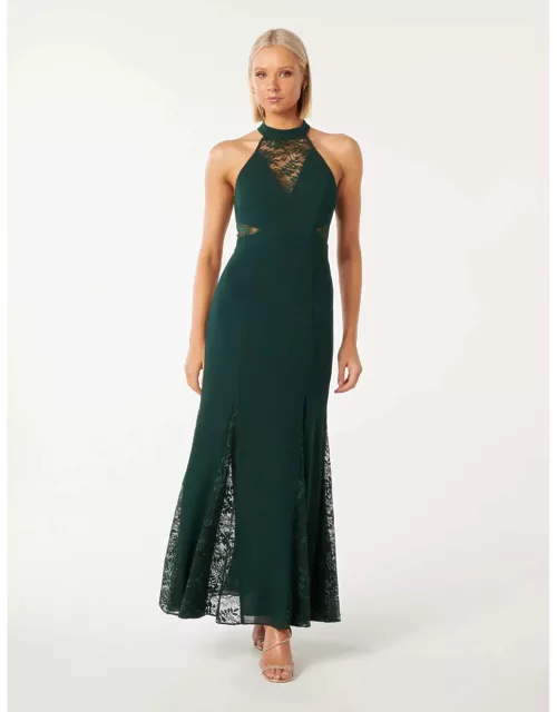 Forever New Women's Winslet Lace Detail Maxi Dress in Dark Green