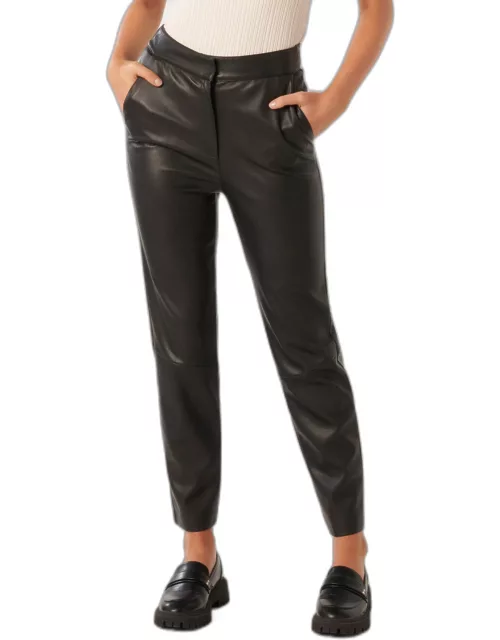 Forever New Women's Alexis Vegan Leather Slim Leg Pant in Black