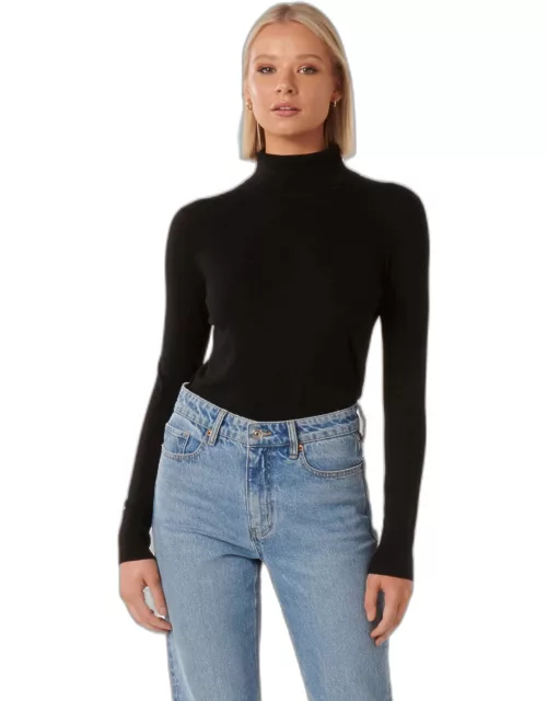 Forever New Women's Sarah Layering Roll Neck Knit Top in Black