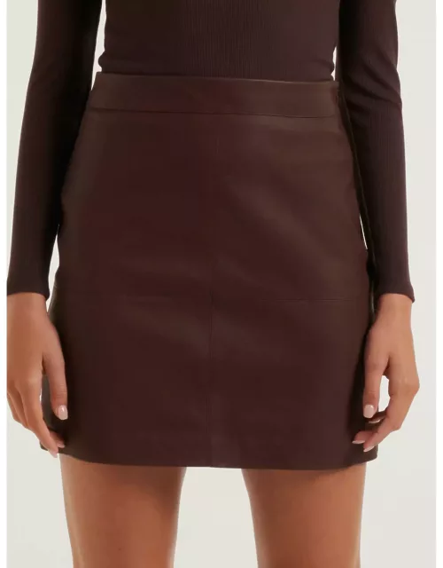 Forever New Women's Ellen Vegan Leather Mini Skirt in Chocolate