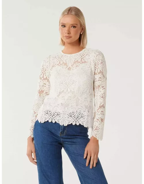 Forever New Women's Lucille Lace Shell Top in Porcelain